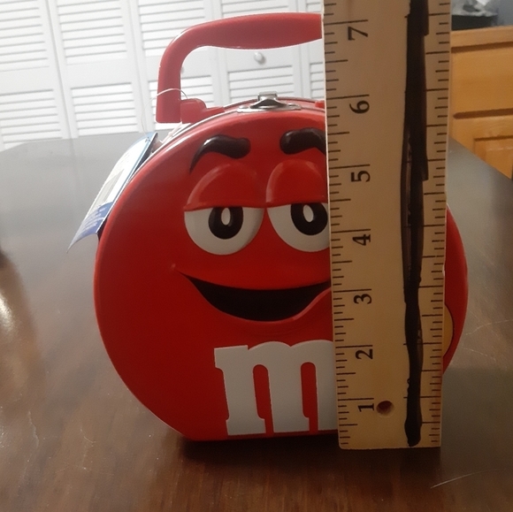 M&M Red Mini Tin Lunchbox With Handle NEW - Picture 10 of 11